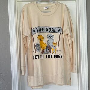 LuLaRoe Hannah Cream "Life Goal Pet All The Dogs" Sweatshirt NWOT